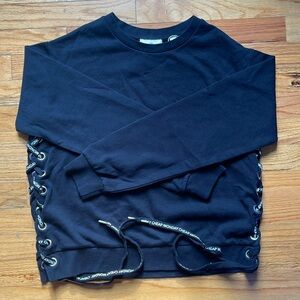 Cheap Monday Black Long sleeve Shirt with Lace-up Detail